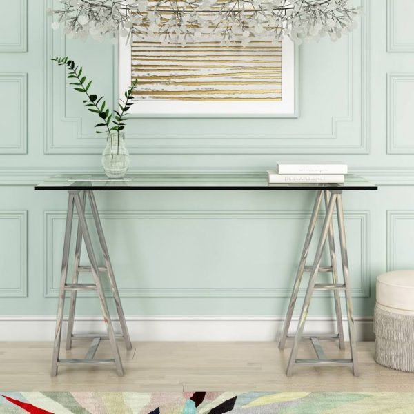 Modrest Ostro - Modern Stainless Steel + Glass Desk - Image 2