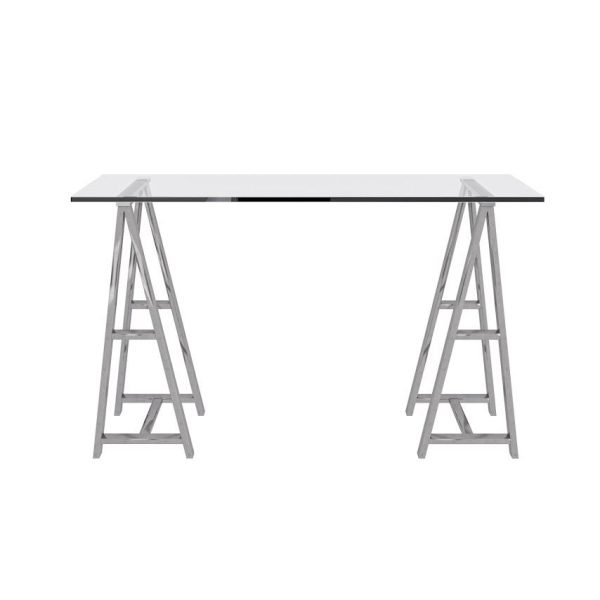 Modrest Ostro - Modern Stainless Steel + Glass Desk - Image 3