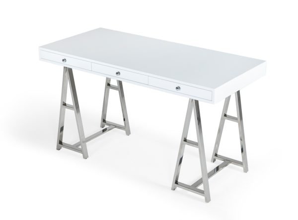 Modrest Ostrow - White + Stainless Steel Desk - Image 4