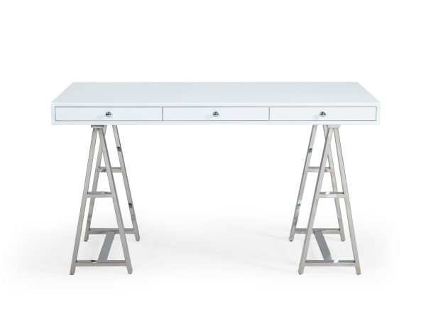 Modrest Ostrow - White + Stainless Steel Desk - Image 5