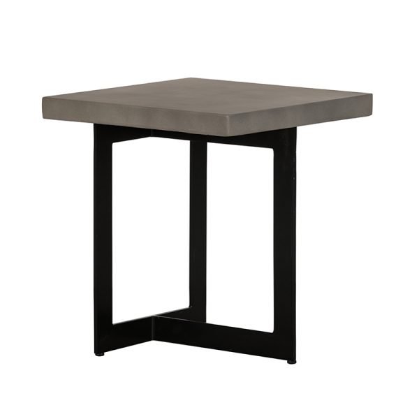 Modrest Sharon Modern Concrete & Black Metal End Table - Image 3