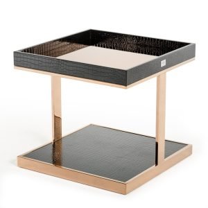 A&X Padua Modern Large Black & Rosegold End Table