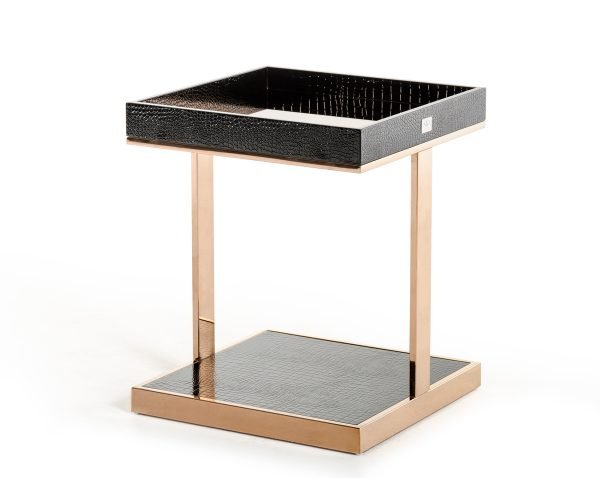 A&X Padua Modern Small Champagne & Rosegold End Table