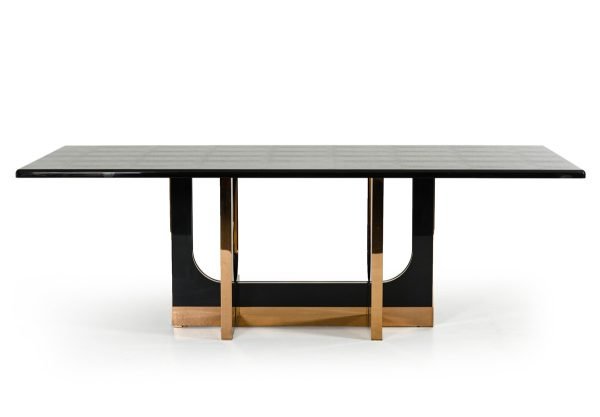 A&X Padua Modern Large Black Crocodile & Rosegold Dining Table - Image 4
