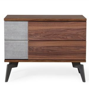 Nova Domus Palermo - Modern Italian Faux Concrete & Walnut Nightstand