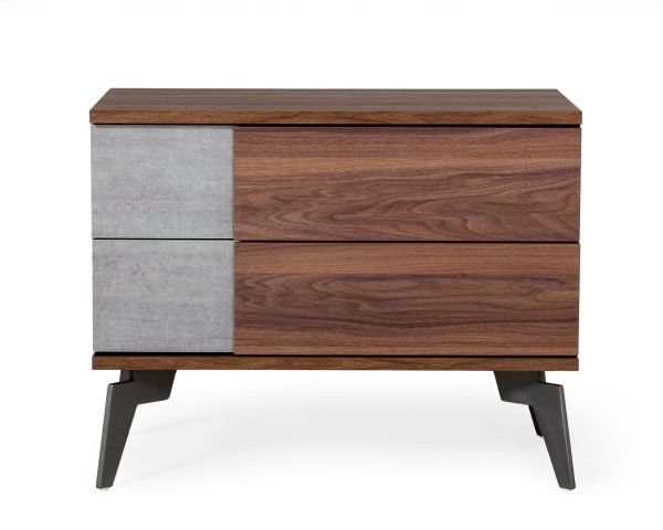 Nova Domus Palermo - Modern Italian Faux Concrete & Walnut Nightstand