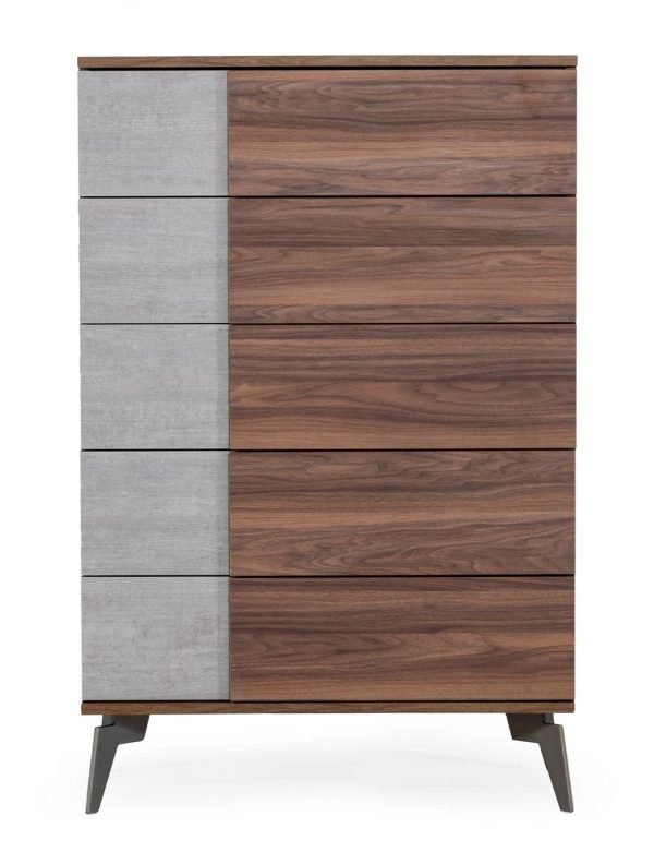 Nova Domus Palermo Italian Modern Faux Concrete & Walnut Chest