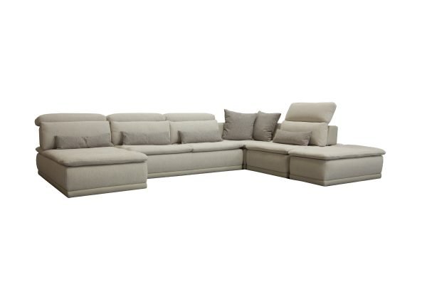 David Ferrari Panorama - Italian Modern Taupe Grey Fabric and Leather Modular Sectional Sofa - Image 2