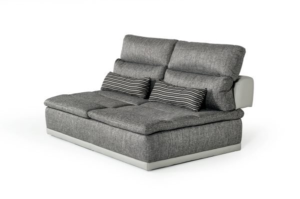 David Ferrari Panorama - Italian Modern Grey Fabric + Grey Leather Modular Sectional Sofa - Image 4