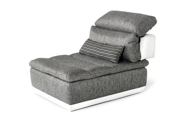 David Ferrari Panorama - Italian Modern Grey Fabric + White Leather Modular Sectional Sofa - Image 5