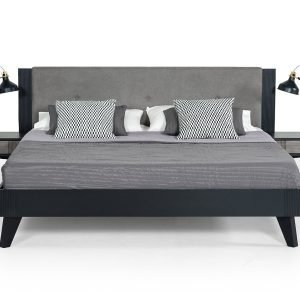 Queen Nova Domus Panther Contemporary Grey & Black Bed