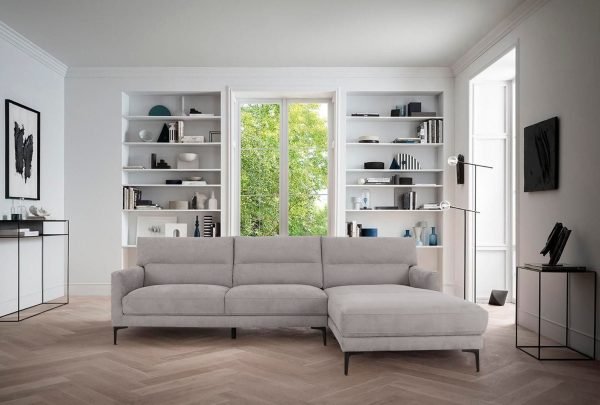 Divani Casa Paraiso - Modern Grey Fabric Right Facing Sectional Sofa