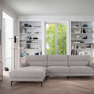 Divani Casa Paraiso - Modern Grey Fabric Left Facing Sectional Sofa
