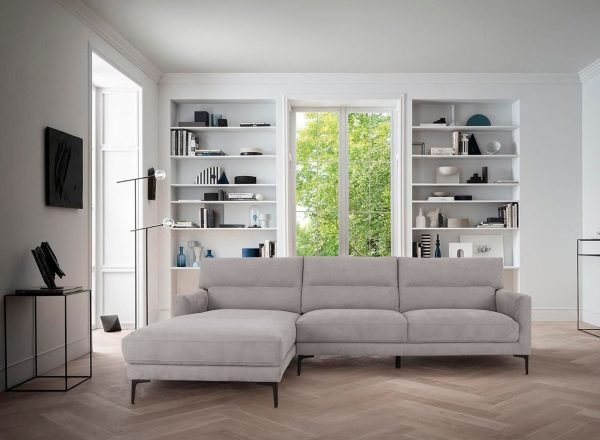 Divani Casa Paraiso - Modern Grey Fabric Left Facing Sectional Sofa