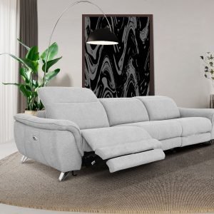 Divani Casa Paul - Contemporary Grey Fabric Sofa w/ Electric Recliners