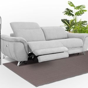 Divani Casa Paul - Contemporary Grey Fabric Loveseat w/ Electric Recliners