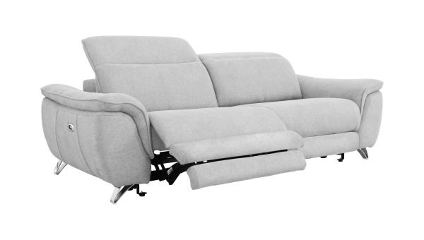 Divani Casa Paul - Contemporary Grey Fabric Loveseat w/ Electric Recliners - Image 2