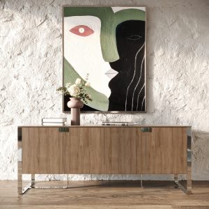 Modrest Pauline- Modern Walnut and Stainless Steel Sideboard Buffet