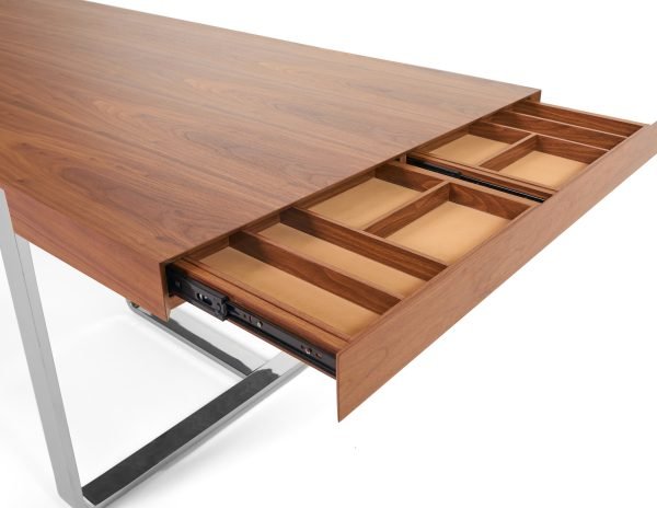 Modrest Pauline- Modern Walnut and Stainless Steel Dining Table - Image 4