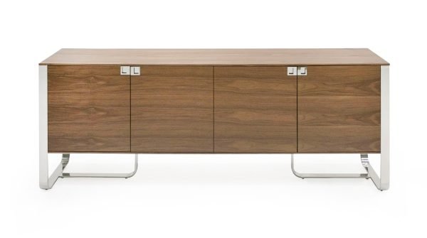 Modrest Pauline- Modern Walnut and Stainless Steel Sideboard Buffet - Image 2