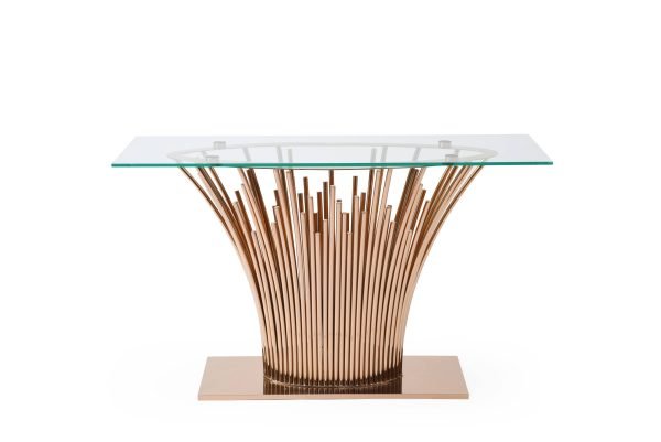 Modrest Paxton - Modern Glass + Rosegold Console Table - Image 3