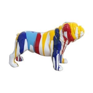 Modrest White Multi Colored Bulldog Sculpture