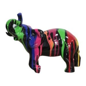 Modrest Multi Colored Black Elephant Sculpture
