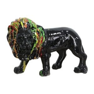 Modrest Black Lion Multi Colored Sculpture
