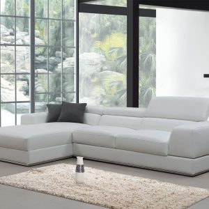 Divani Casa Pella Mini - Modern White Leather Left Facing Sectional Sofa