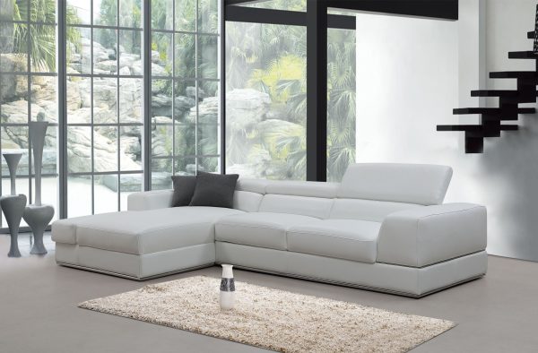 Divani Casa Pella Mini - Modern White Leather Left Facing Sectional Sofa