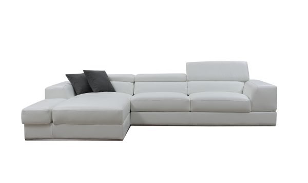 Divani Casa Pella Mini - Modern White Leather Left Facing Sectional Sofa - Image 3