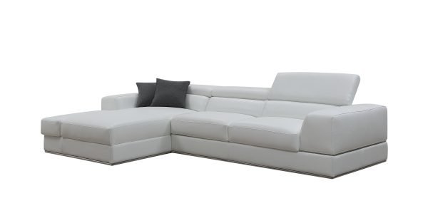 Divani Casa Pella Mini - Modern White Leather Left Facing Sectional Sofa - Image 4