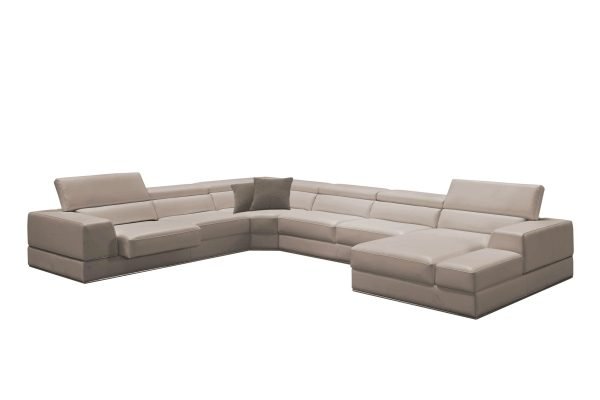 Divani Casa Pella - Modern Grey Italian Leather U Shaped Sectional Sofa - Image 2