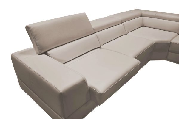Divani Casa Pella - Modern Grey Italian Leather U Shaped Sectional Sofa - Image 4