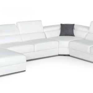 Divani Casa Pella - Modern White Italian Leather U Shaped Sectional Sofa