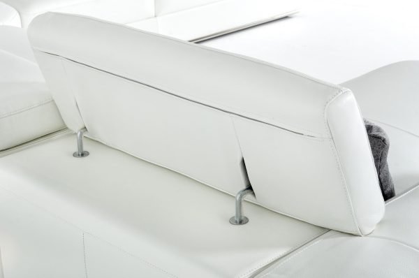 Divani Casa Pella - Modern White Italian Leather U Shaped Sectional Sofa - Image 5
