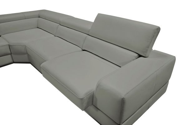 Divani Casa Pella - Modern Grey Italian Leather U Shaped Sectional Sofa - Image 4