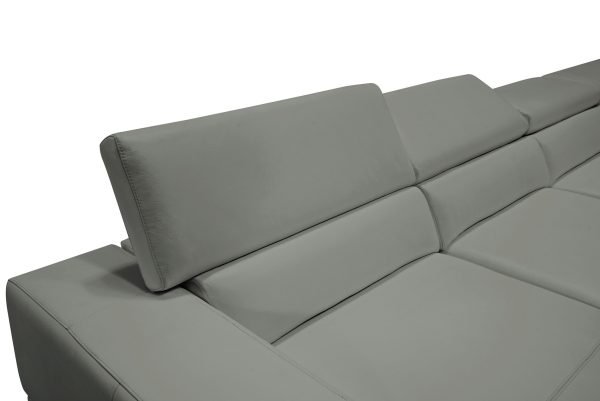 Divani Casa Pella - Modern Grey Italian Leather U Shaped Sectional Sofa - Image 5