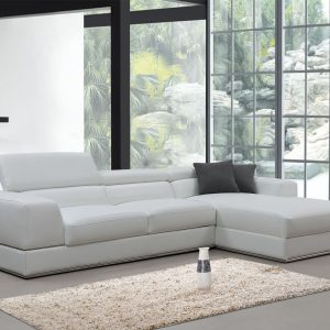 Divani Casa Pella Mini - Modern White Leather Right Facing Sectional Sofa