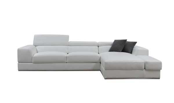 Divani Casa Pella Mini - Modern White Leather Right Facing Sectional Sofa - Image 2