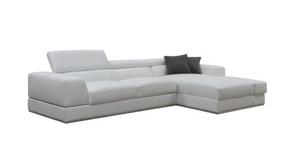 Divani Casa Pella Mini - Modern White Leather Right Facing Sectional Sofa - Image 3