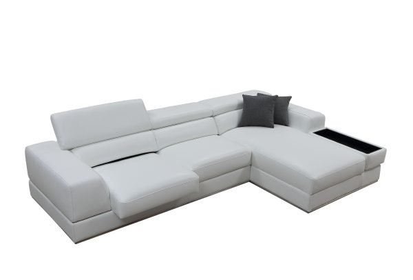 Divani Casa Pella Mini - Modern White Leather Right Facing Sectional Sofa - Image 4