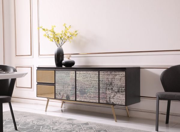Modrest Phelan - Modern Smoked Ash & Brass Buffet - Image 2