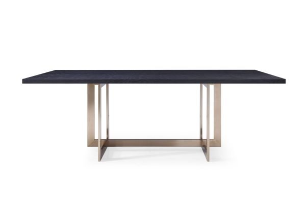 Modrest Pike - Modern Black Ash & Brass Dining Table - Image 2
