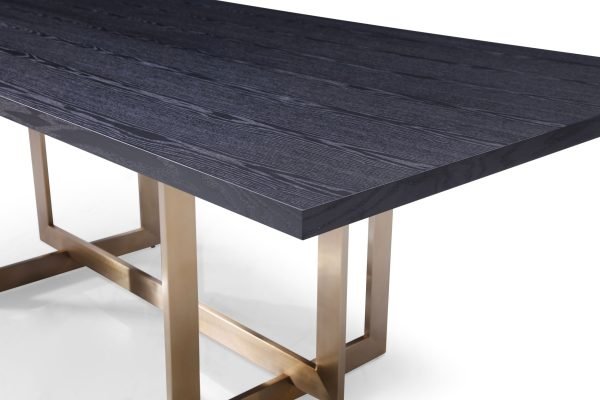 Modrest Pike - Modern Black Ash & Brass Dining Table - Image 3