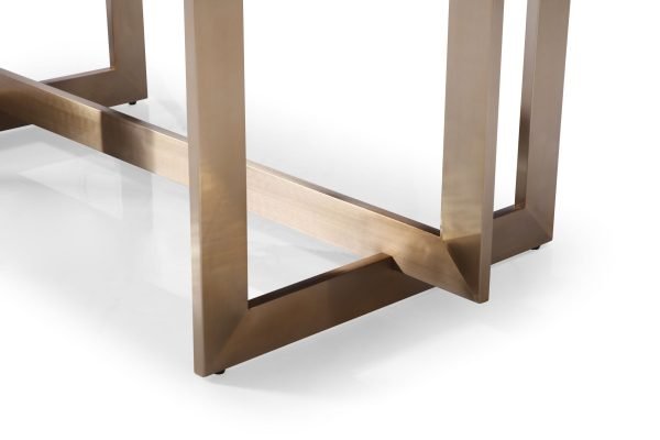 Modrest Pike - Modern Black Ash & Brass Dining Table - Image 4