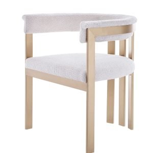 Modrest Pontiac - Modern Beige Sherpa + Gold Dining Chair