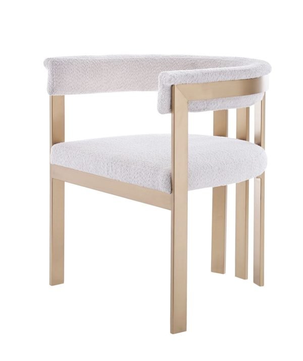 Modrest Pontiac - Modern Beige Sherpa + Gold Dining Chair
