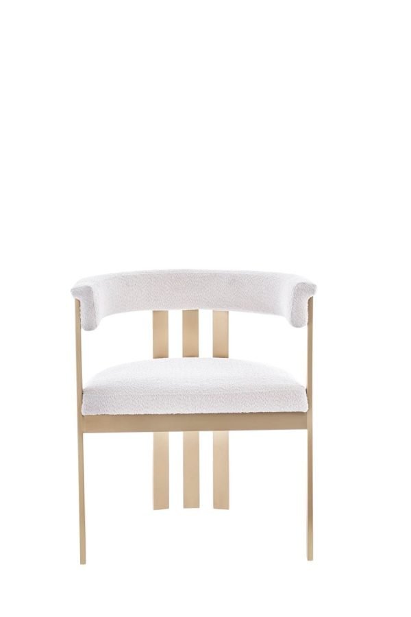 Modrest Pontiac - Modern Beige Sherpa + Gold Dining Chair - Image 2