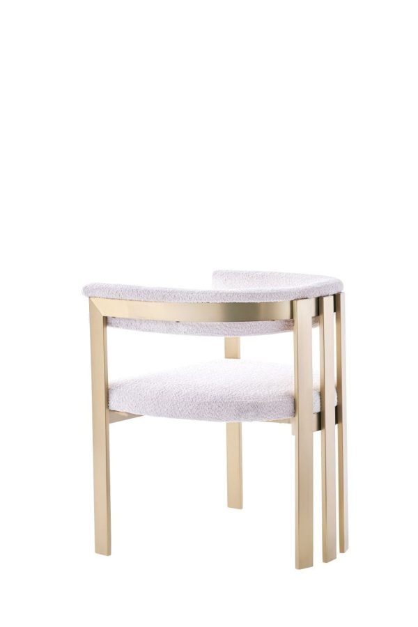 Modrest Pontiac - Modern Beige Sherpa + Gold Dining Chair - Image 3